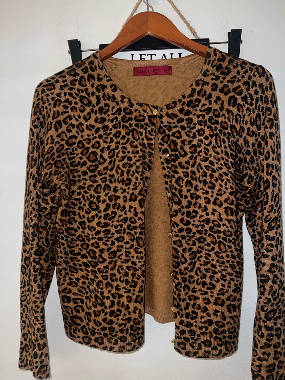 LOVE, SCARLETT Leopard Print Cardigan in Brown and Black - Picture 1 of 2